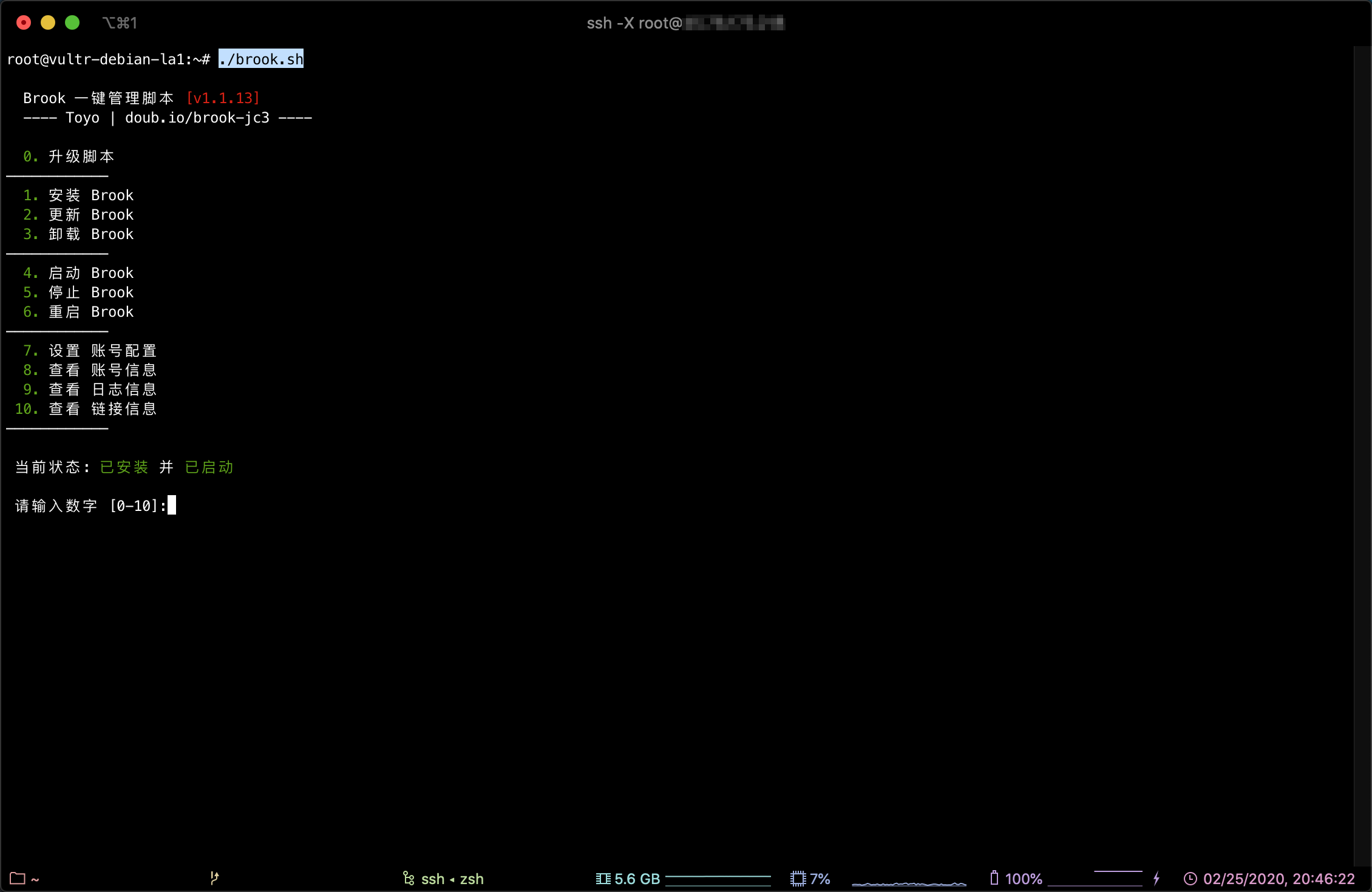 Brook server management script
